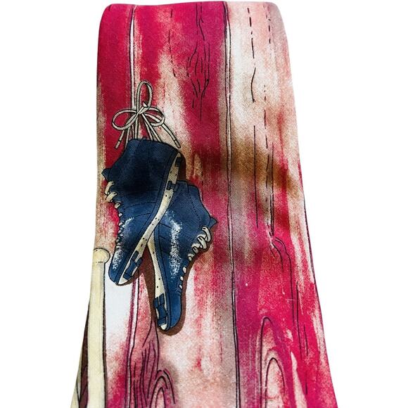 Lands’ End Vintage Sports Ties Yellow Golf Red Baseball 2 Neckties Silk Cotton - Picture 8 of 12